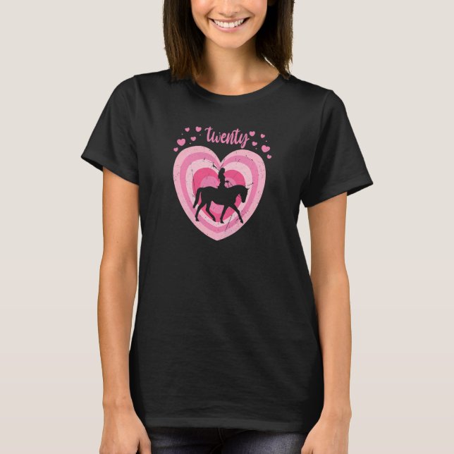 Womens 20 Year Old Cute Horse Riding Birthday Girl T-Shirt (Front)