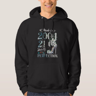 Womens 21st Birthday Floral Made in 2004 Gifts 21  Hoodie