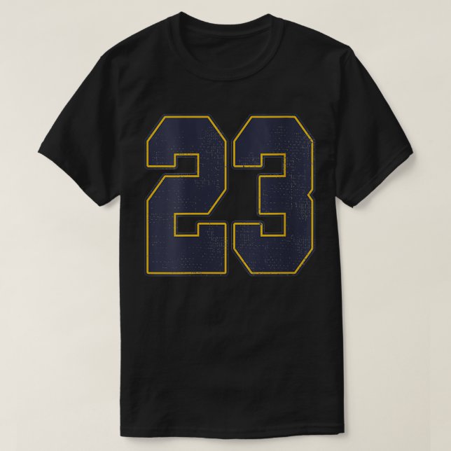Womens #23 Outline Number 23 Fan Varsity Sports Te T-Shirt (Design Front)
