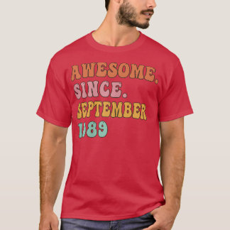 Womens 33 Years Old Gift Awesome Since September 1 T-Shirt