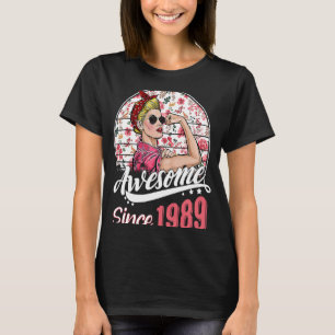 Womens 34 Year Old Awesome Since 1989 34th Birthda T-Shirt