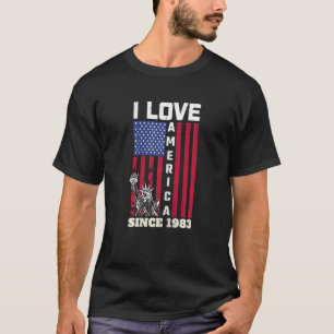 Womens 39tth Birthday I Love America Since 1983  U T-Shirt