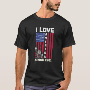 Womens 41tth Birthday I Love America Since 1981 U T-Shirt