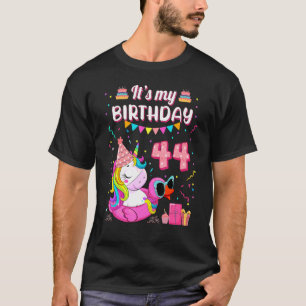 Womens 44th Birthday Unicorn Duck Swimming Pool 44 T-Shirt
