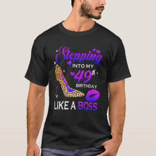 Womens 49Th Birthday Gifts Stepping Into 49 Leopar T-Shirt