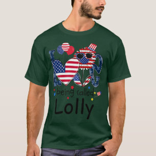 Womens 4th of July Love Being Called Lolly Sunflow T-Shirt