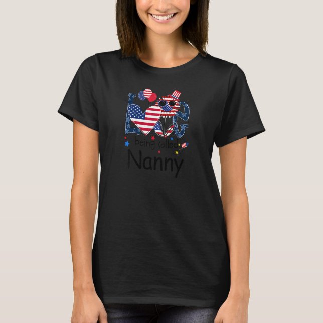 Womens 4th Of July Love Being Called Nanny Sunflow T-Shirt (Front)