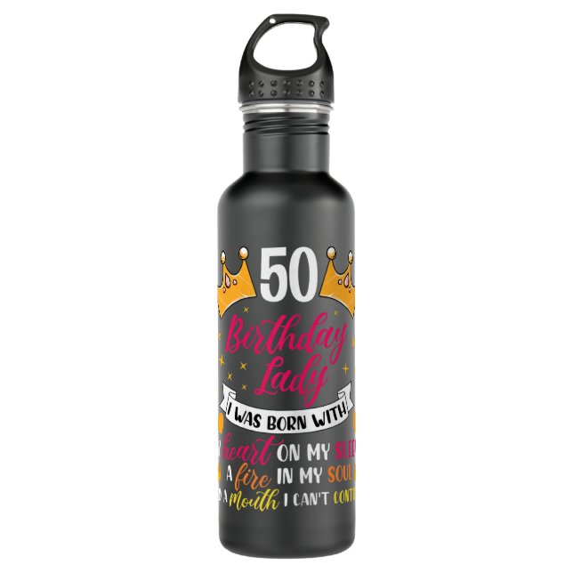 Womens 50th birthday lady gift 50 years old woman  710 ml water bottle (Front)