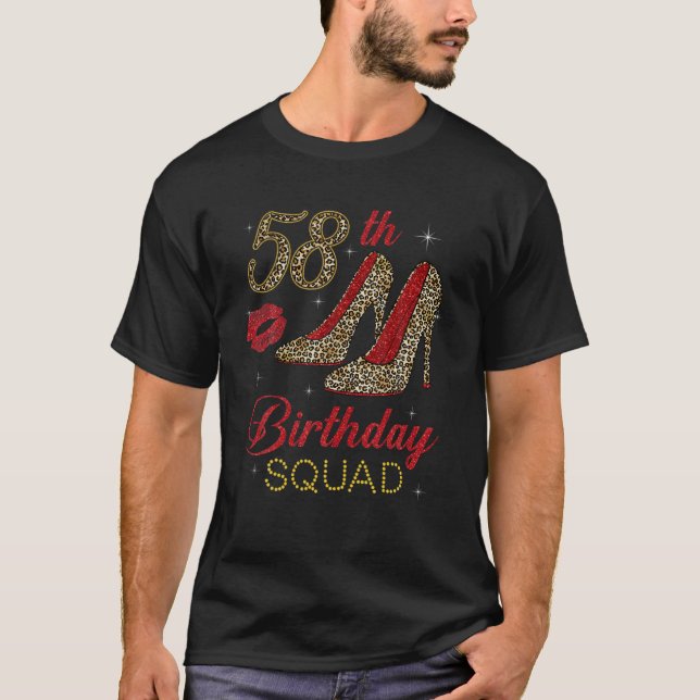 Womens 58Th Birthday Squad Stepping Into 58 Leopar T-Shirt (Front)