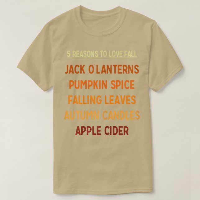 Womens 5 Reasons To Love Fall Autumn Season Hallow T-Shirt (Design Front)