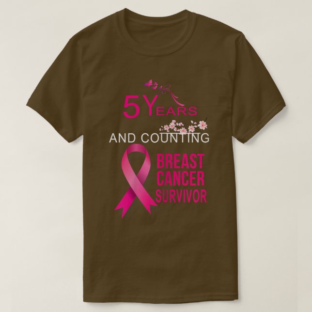 Womens 5 Years Cancer Free Gifts Women Pink Breast T-Shirt (Design Front)