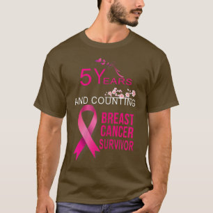 Womens 5 Years Cancer Free Gifts Women Pink Breast T-Shirt