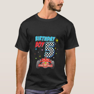 Womens 5th Fifth Happy Birthday Racing Car Boy 5 Y T-Shirt