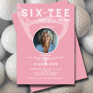 Women's 60th Birthday Party Photo Modern Golf Pink Invitation