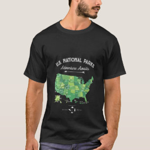 Womens 62 National Parks Map  Us Park Vintage Camp T-Shirt
