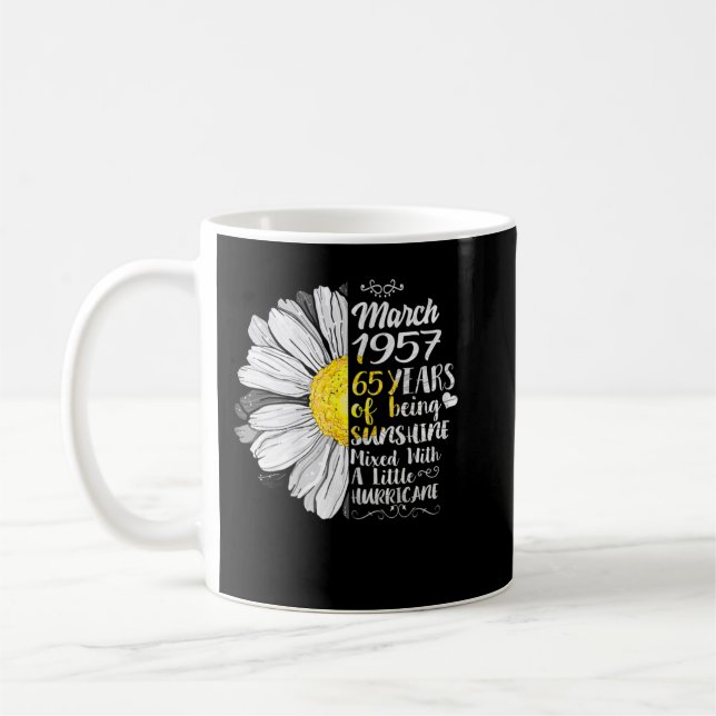 Womens 65 Year Old Born In March 1957 65th Birthda Coffee Mug (Left)