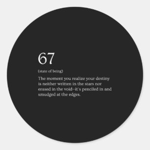 Womens 67 Definition Meme V-neck  Classic Round Sticker