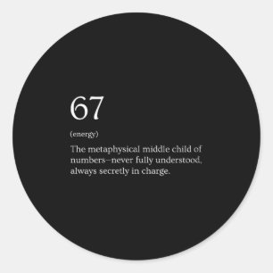 Womens 67 Definition Meme V-neck  Classic Round Sticker