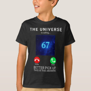Womens 67 Meme The Universe Is Calling V-neck  T-Shirt