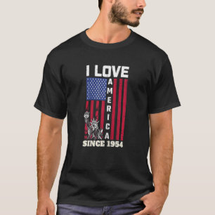 Womens 68tth Birthday I Love America Since 1954 U T-Shirt