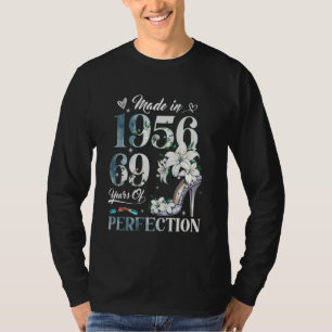 Womens 69th Birthday Floral Made in 1956 Gifts 69  T-Shirt