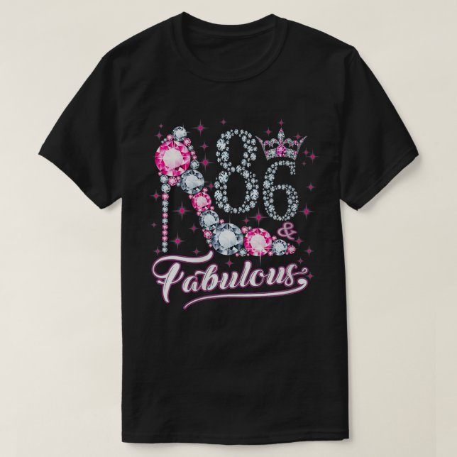 Womens 86 And & Fabulous 1935 86Th Birthday Gift T T-Shirt (Design Front)