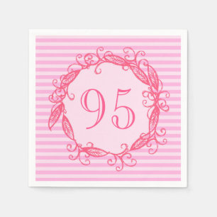 Women's 95th Birthday Beautiful Pink Swirly Napkin