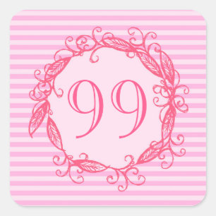 Women's 99th Birthday Beautiful Pink Swirly Square Sticker