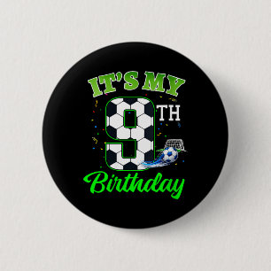 Womens 9th Birthday Football Boy Girl Kids Soccer 6 Cm Round Badge