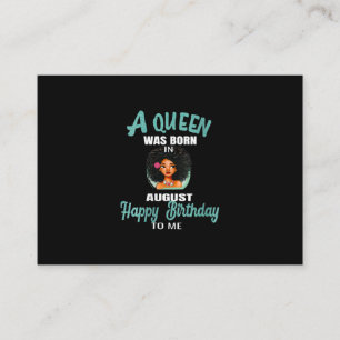 Womens A Queen Was Born In August Birthday Gift Enclosure Card