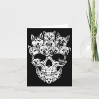 Womens A Skull But Dogs Dog Skeleton Halloween Dog Card