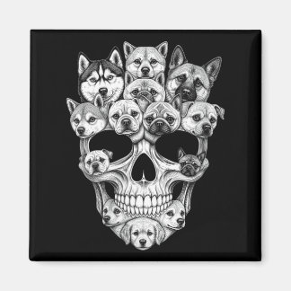 Womens A Skull But Dogs Dog Skeleton Halloween Dog Magnet