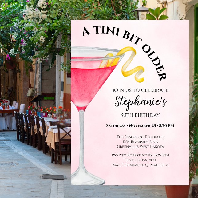 Women's A Tini Bit Older Pink 30th Birthday Invitation (Creator Uploaded)