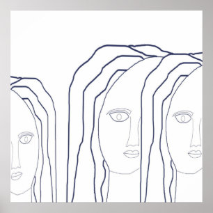 womens abstract face art poster