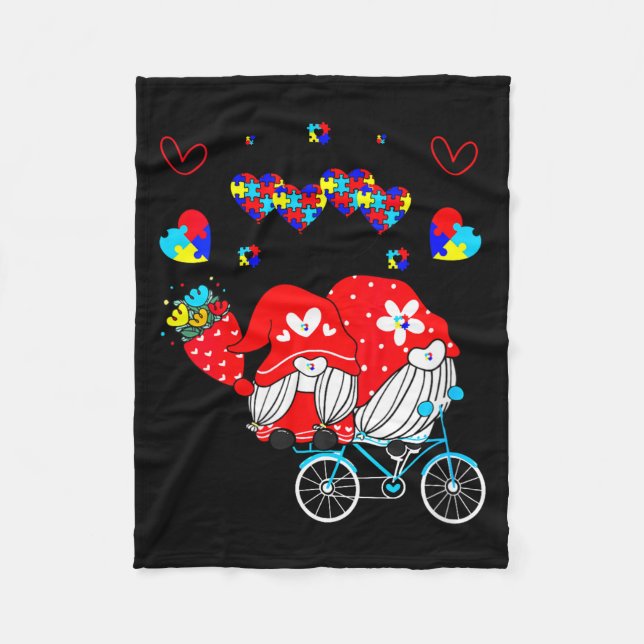 Womens Accept Understand Love Autism Awareness Gno Fleece Blanket (Front)