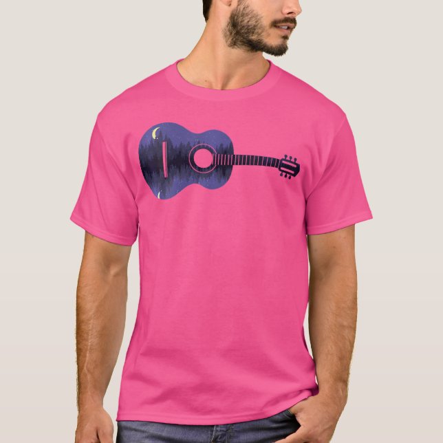 Womens Acoustic Guitar Night Landscape T-Shirt (Front)