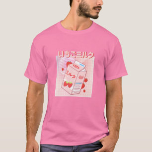 Womens Aesthetic Otaku Japanese Strawberry Milk Ca T-Shirt