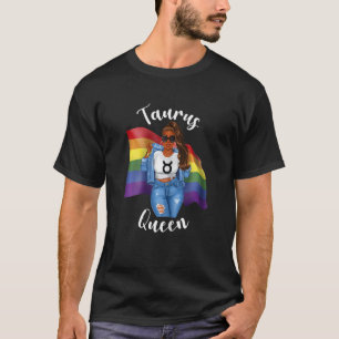 Womens African Gay Taurus Queen LGBTQ Black Womens T-Shirt