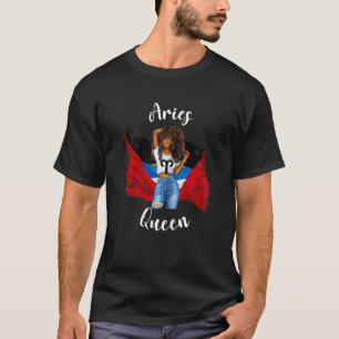 Womens Afro Antiguan Aries Queen Black Womens Zodi T-Shirt