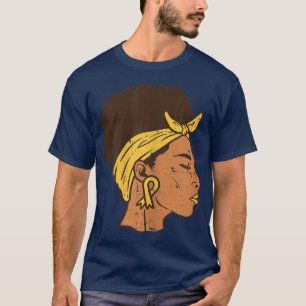 Womens Afro Black Woman Childhood Cancer Ribbon Aw T-Shirt