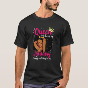Womens Afro Diva A Queen Was Born In January Happy T-Shirt