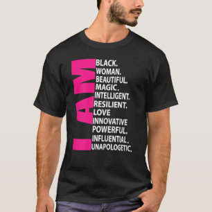 Womens Afro Girl I Am Black Woman Beautiful Magic  T-Shirt