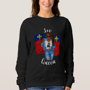 Womens Afro Guadeloupe Leo Queen Flag of Black Wom Sweatshirt