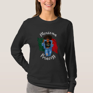 Womens Afro Mexican Princess Mexico Flag African H T-Shirt