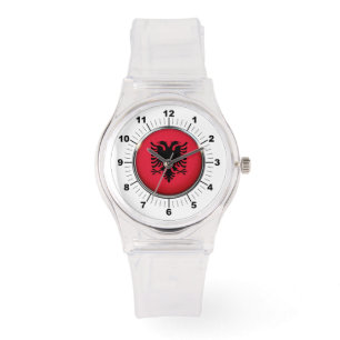 Women's Albania Flag Sporty Pink Silicon Watch