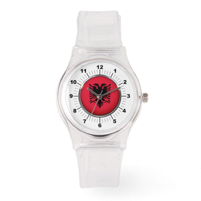 Women's Albania Flag Sporty Pink Silicon Watch (Front)