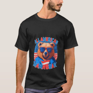 Womens All American Mama Bear 4th Of July USA Flag T-Shirt
