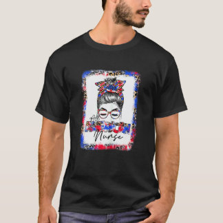 Womens All American Nurse 4th Of July Stethoscope T-Shirt