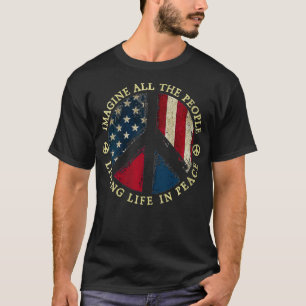 Womens All The People Imagine Living Life In Peace T-Shirt