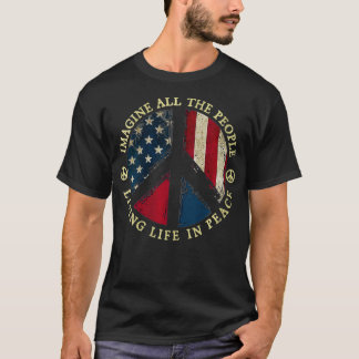 Womens All The People Imagine Living Life In Peace T-Shirt